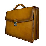 Pánske tašky - Ručne tieňovaná kožená pracovná aktovka v žltej farbe - 13366005_