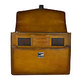 Pánske tašky - Ručne tieňovaná kožená pracovná aktovka v žltej farbe - 13366023_