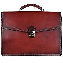 Pánske tašky - Ručne tieňovaná kožená pracovná aktovka v bordovej farbe - 13365950_