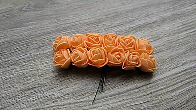 Galantéria - Penové ružičky 2 cm na drôtiku, 12 ks (oranžová) - 13365088_
