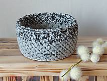 Handmade háčkované košíky z tričkovlny šedá/čierno-šedo-biela