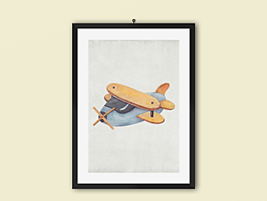 Grafika - Detský plakát| Modré lietadlo - 13365252_