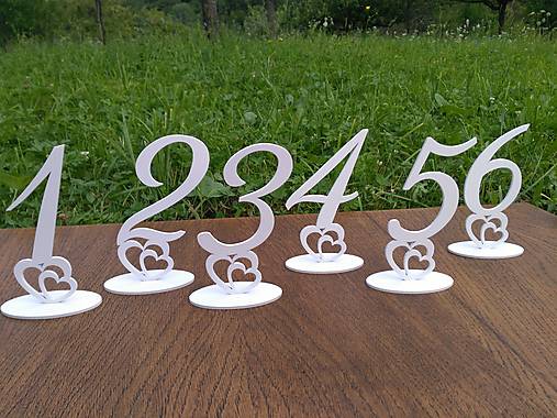 biele čísla svadobných stolov 15cm