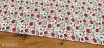 Textil - Bavlnená látka -Kvety červené- cena za 10 centimetrov - 13369114_