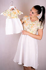 Tehotenské oblečenie - Mušelínové šaty – MAMA a DCÉRA - biele s kvetmi - 13373642_