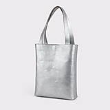 Kabelky - Kožená shopper bag taška (Strieborná) - 13373818_