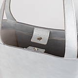 Kabelky - Kožená shopper bag taška (Strieborná) - 13373820_
