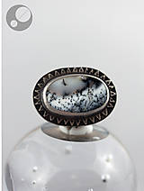 Prstene - Strieborný prteň s dendritickým opálom - 13379210_