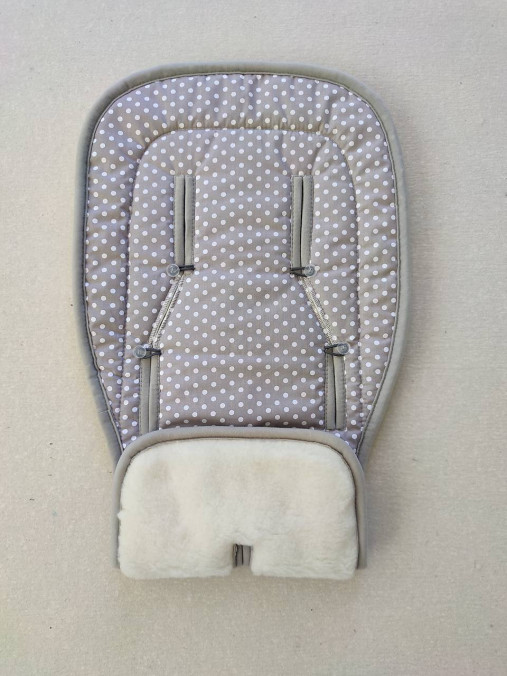 Detský textil - Podložka do športového bežeckého kočíka BOB REVOLUTION 100% MERINO TOP SUPER WASH B.O.B. Bodka šedá - 13378519_