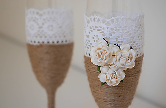 Nádoby - Svadobné sklenené poháre - ruže - 13377443_