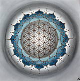 Obrazy - Mandala POSVÄTNÝ KVET ŽIVOTA (indigo-grey) 50 x 50 - 13377087_