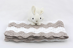 Detský textil - VÝPREDAJ! Béžovo-biela detská deka BAVLNA - 13378163_