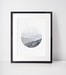 Grafika - Art Print-Sivé hory v kruhu| No.2 - 13377155_