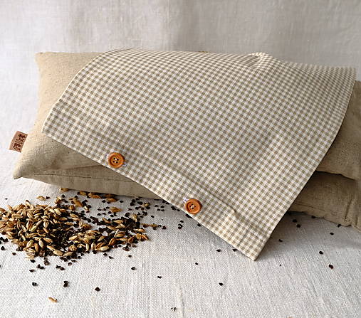 Úžitkový textil - Návliečka na FILKI šupkový vankúšš 55 cm (béžovo-biele káro 55x25 cm) - 13377590_