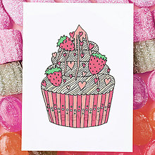 Kresby - Relaxačný cupcake (romantický jahodový) - 13377610_