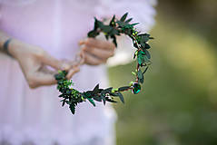 Ozdoby do vlasov - Kvetinová tiara "smaragdy v tráve" - 13379969_