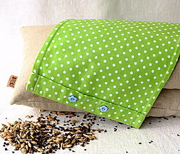 Úžitkový textil - Návliečka na FILKI šupkový vankúšš 35 cm (zelené bodky) - 13379337_