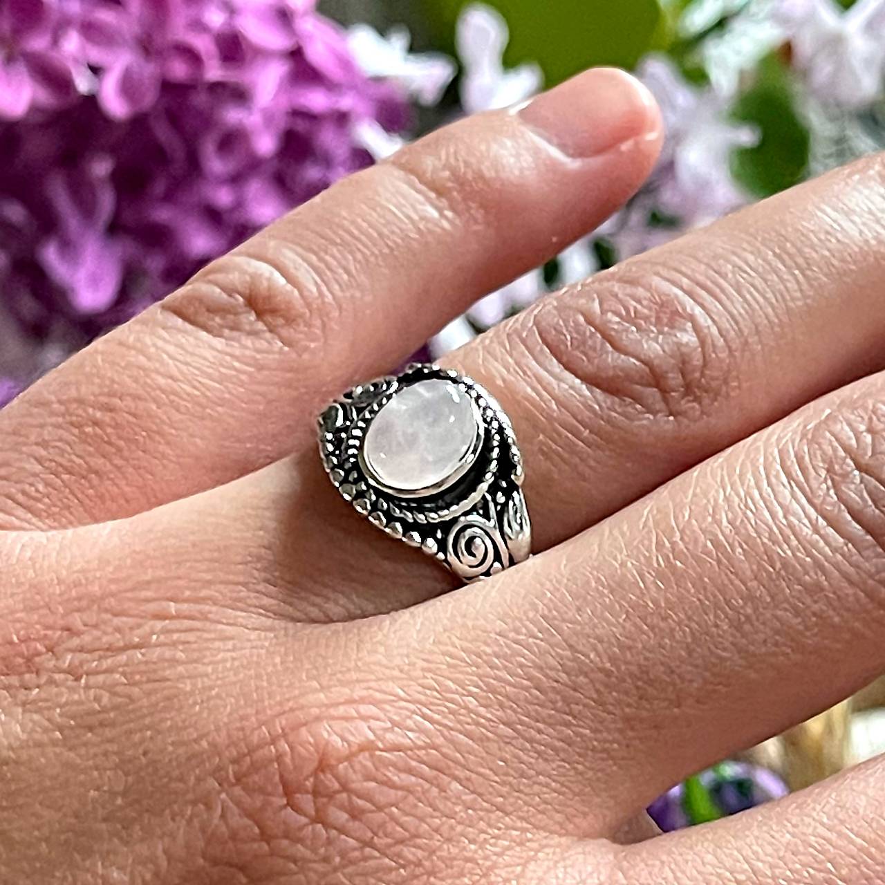 Antique Silver Rose Quartz Ring / Vintage prsteň s ruženínom
