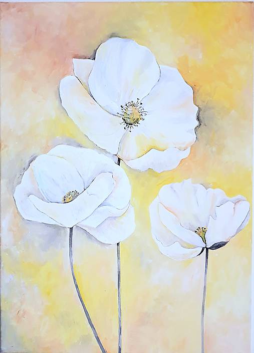 Obrazy - BIELE MAKY 3, akryl, 50 x 70 cm - 13383250_