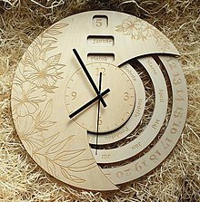 Dekorácie - Drevený kalendár  hodinky - 13382619_