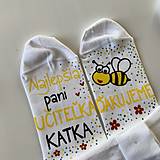 Ponožky, pančuchy, obuv - Maľované ponožky pre PANI UČITEĽKU včielok - 13383221_