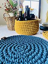 Úžitkový textil - Petrolej a Kurkuma - Háčkované Prestieranie pre 4 - 13385722_