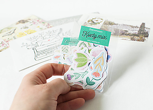 Papier - Samolepky - Kvety mix - 13389446_