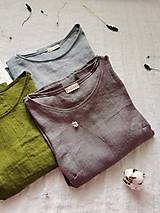 Topy, tričká, tielka - Ľanový top EMU (prašná fialová) - 13389321_