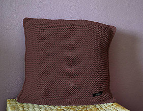 Úžitkový textil - Pletený polštářek 40x40cm (Hnedá) - 13387987_