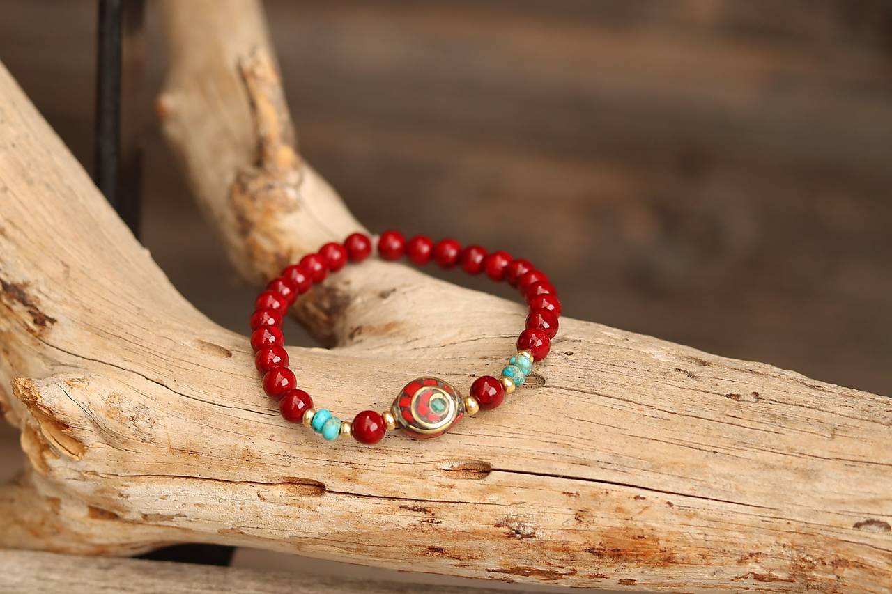 Náramok z minerálu červený jadeit, jaspis regalit