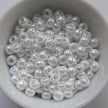 Korálky - Rokajl MIYUKI 6/0=4mm-round-5g (ceylon white pearl) - 13395367_