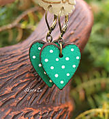 Náušnice - Simple heart dots mini // Green - 13394448_