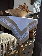 Úžitkový textil - Ľanový obrus Grandma's Story White - 13394493_