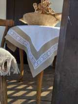 Úžitkový textil - Ľanový obrus Grandma's Story White - 13394495_