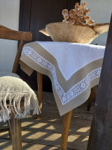 Úžitkový textil - Ľanový obrus Grandma's Story White - 13394498_