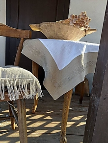 Úžitkový textil - Ľanový obrus Grandma's Story Natur - 13394454_
