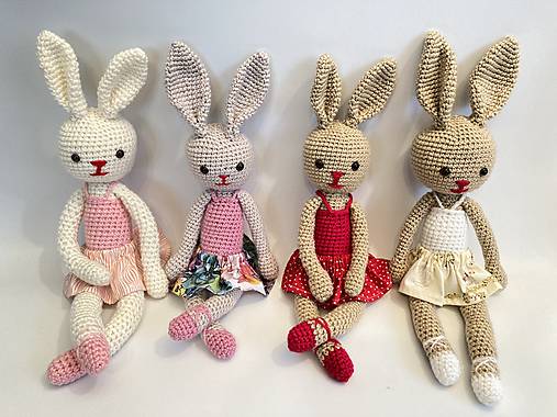 Hračky - Zajka v sukničke hačkovaná hračka - 13395430_