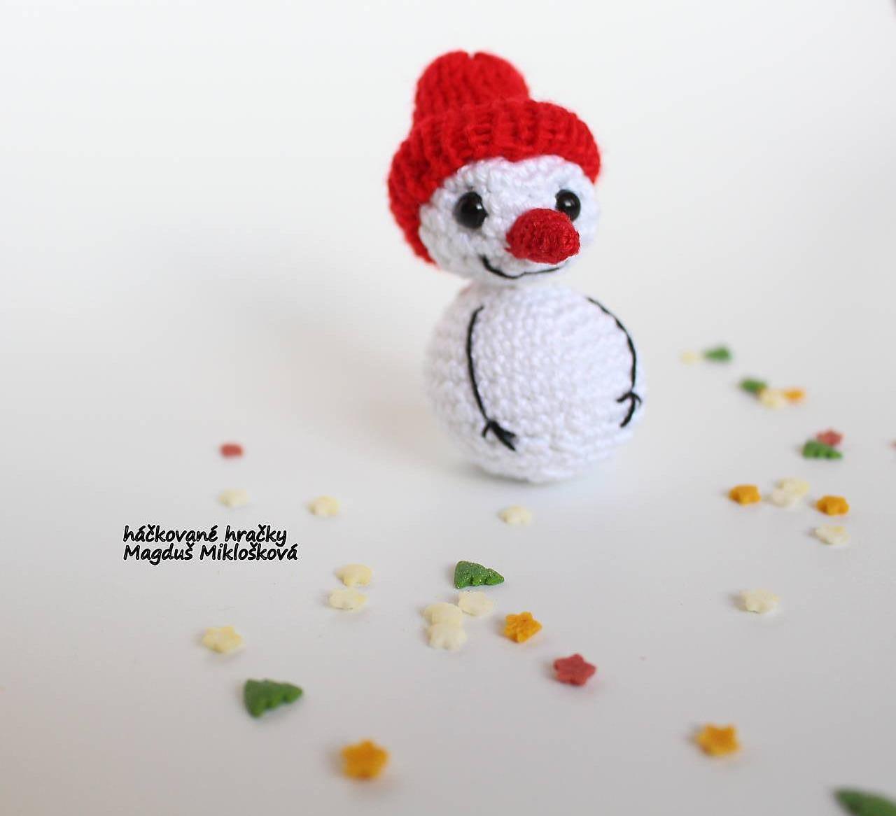 Snehuliačik, návod na háčkovanie