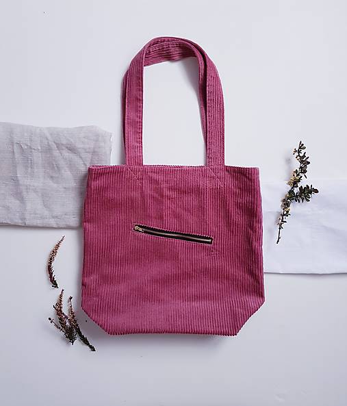 Nákupné tašky - Taška - Cord pink - 13399395_