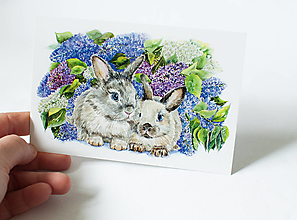 Papier - Pohľadnica "Bunnies" - 13399989_