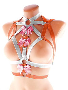 Spodná bielizeň - women body harness, postroj bielizeň otvorená podprsenka pastel gothic postroj body harness lingerie SD1 - 13404505_