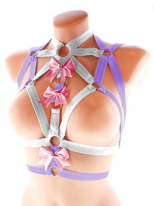 Spodná bielizeň - women body harness, postroj bielizeň otvorená podprsenka pastel gothic postroj body harness lingerie SD1 - 13404508_