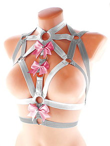 Spodná bielizeň - women body harness, postroj bielizeň otvorená podprsenka pastel gothic postroj body harness lingerie SD1 - 13404524_