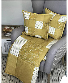 Úžitkový textil - Prehoz, vankúš patchwork vzor moderná žltá kombinácia ( rôzne varianty veľkostí ) (Prehoz 150 x 220 cm - Žltá) - 13404257_