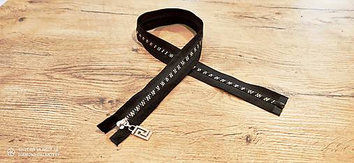 Galantéria - Zips zlato čierny - 75 cm - 13400911_