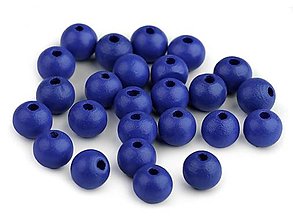 Korálky - Drevené korálky 10 mm (35ks) - modrá - 13400970_
