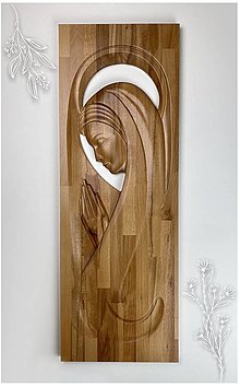 Obrazy - Obraz Mária v modlitbách (buk natural) - 13403632_