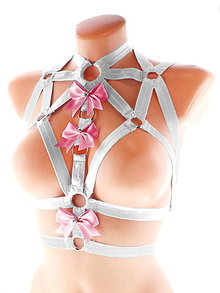 Spodná bielizeň - women body harness, postroj bielizeň otvorená podprsenka pastel gothic postroj body harness lingerie SD1 - 13406663_