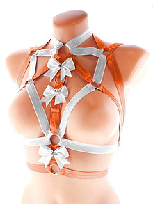 Spodná bielizeň - women body harness, postroj bielizeň otvorená podprsenka pastel gothic postroj body harness lingerie SD1 - 13406714_