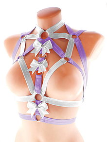 Spodná bielizeň - women body harness, postroj bielizeň otvorená podprsenka pastel gothic postroj body harness lingerie SD1 - 13406738_